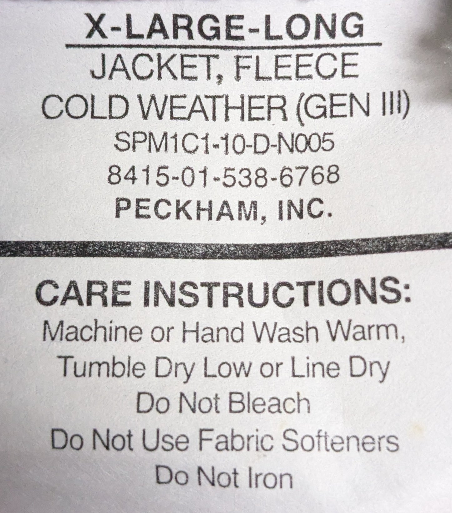 Peckham Gen III Cold Weather Fleece OD Xtra Large Long (FA7-26Apr18)