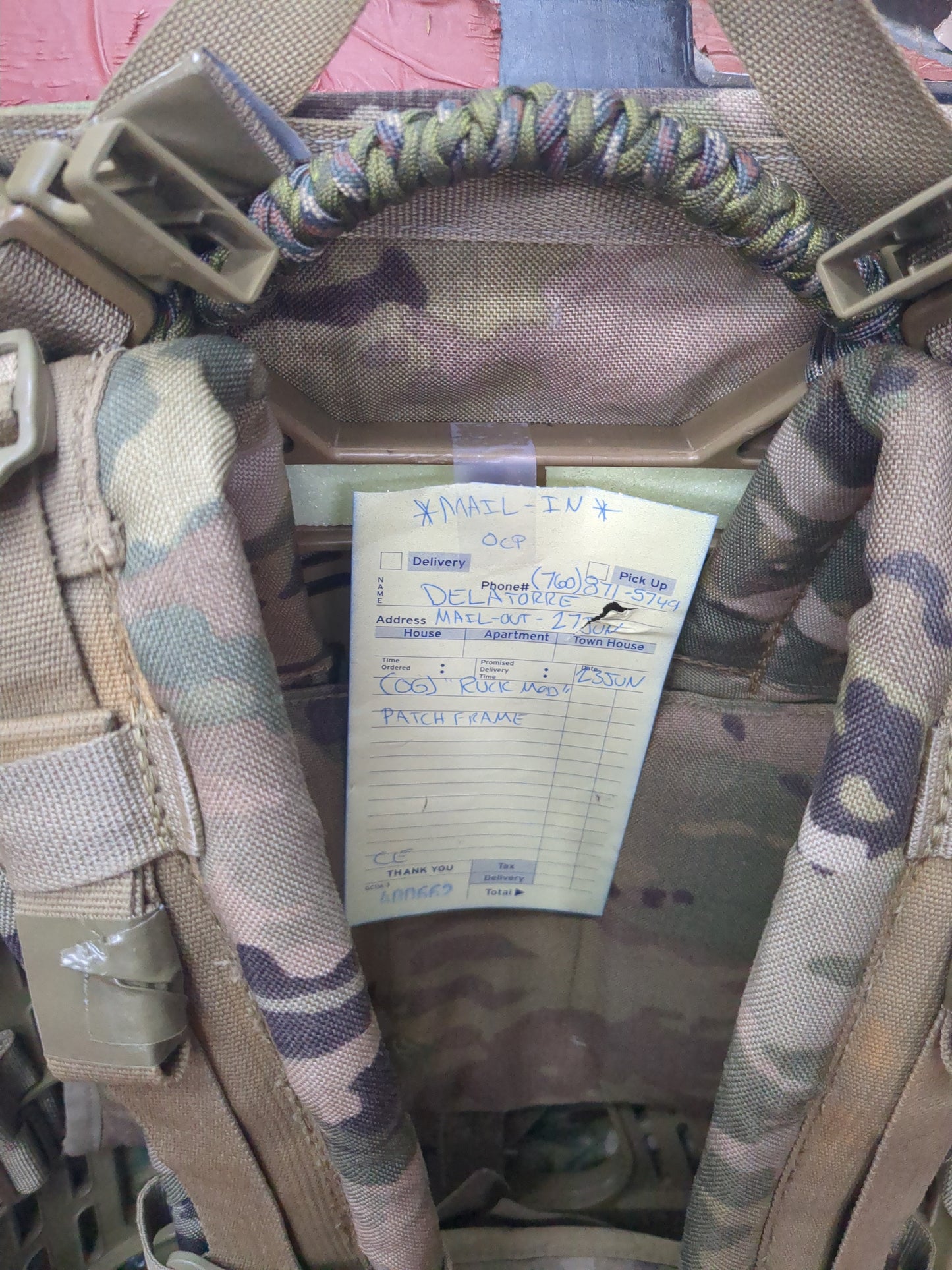 *Delatorre / Derival* MAIL-IN -  Post "Ranger Ready" OCP Large Molle II Ruck w/ The Gibson Configuration w/ Name Tape & Cat Eyes