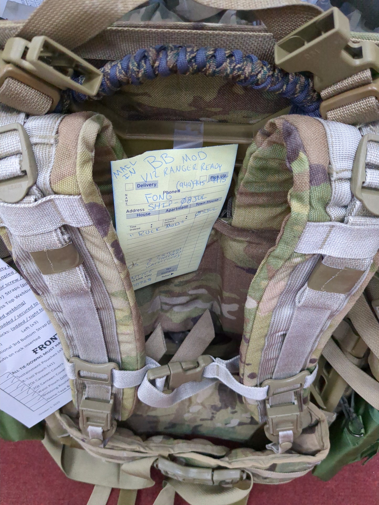 Fong BB Mod MAIL-IN - v.12 "Ranger Ready" OCP Large Molle II Ruck w/ The Gibson Configuration w/ Name Tape & Cat Eyes (V12 2026-07)