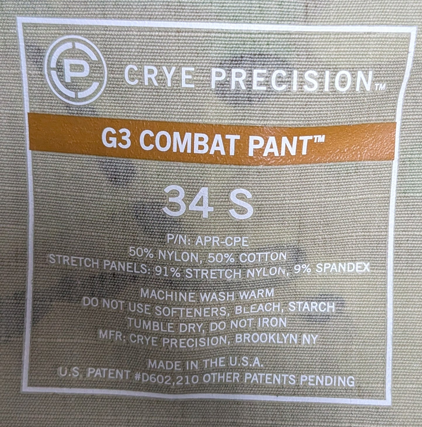 Crye Precision G3 Combat Pants Multicam 34S (PB01-25Dec04)