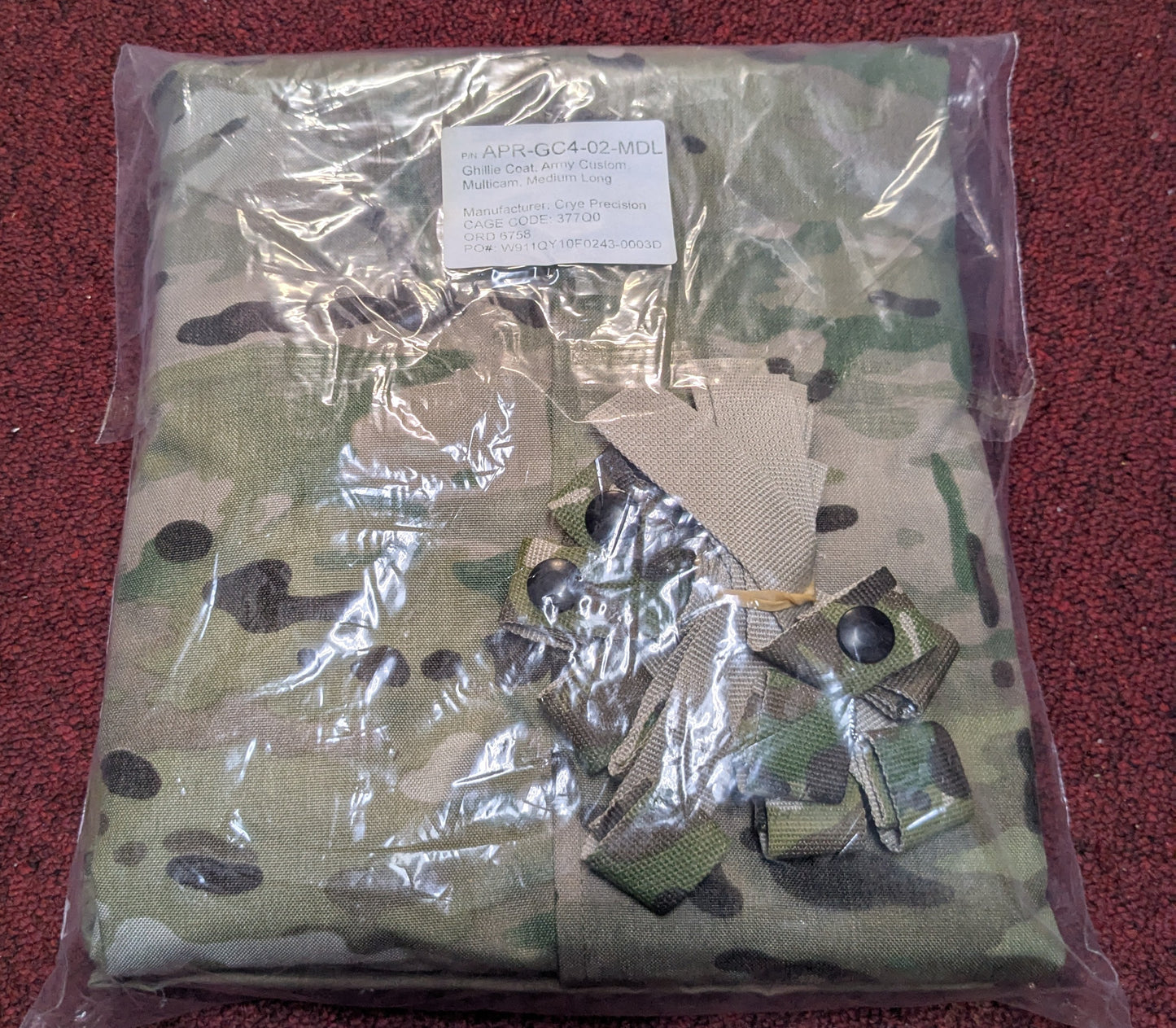 NWT Crye Precision Ghillie Coat, Army Custom Multicam Medium Long (AB05-25Aug50)