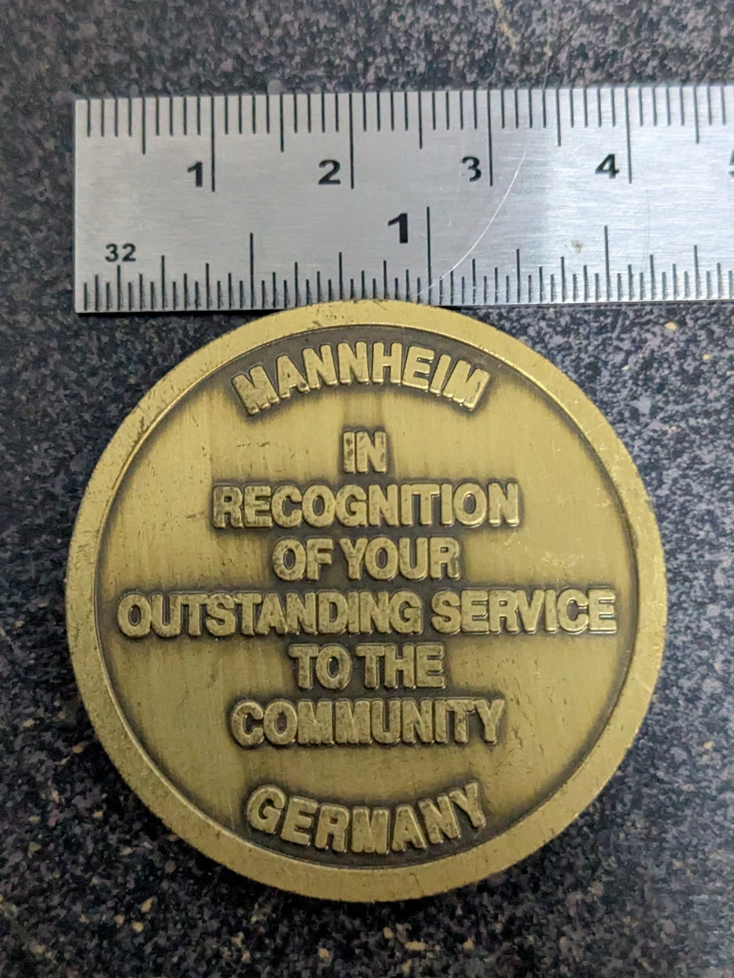 Challenge Coin Mannheim Germany Military Community Pride Recognition (26Jun39)