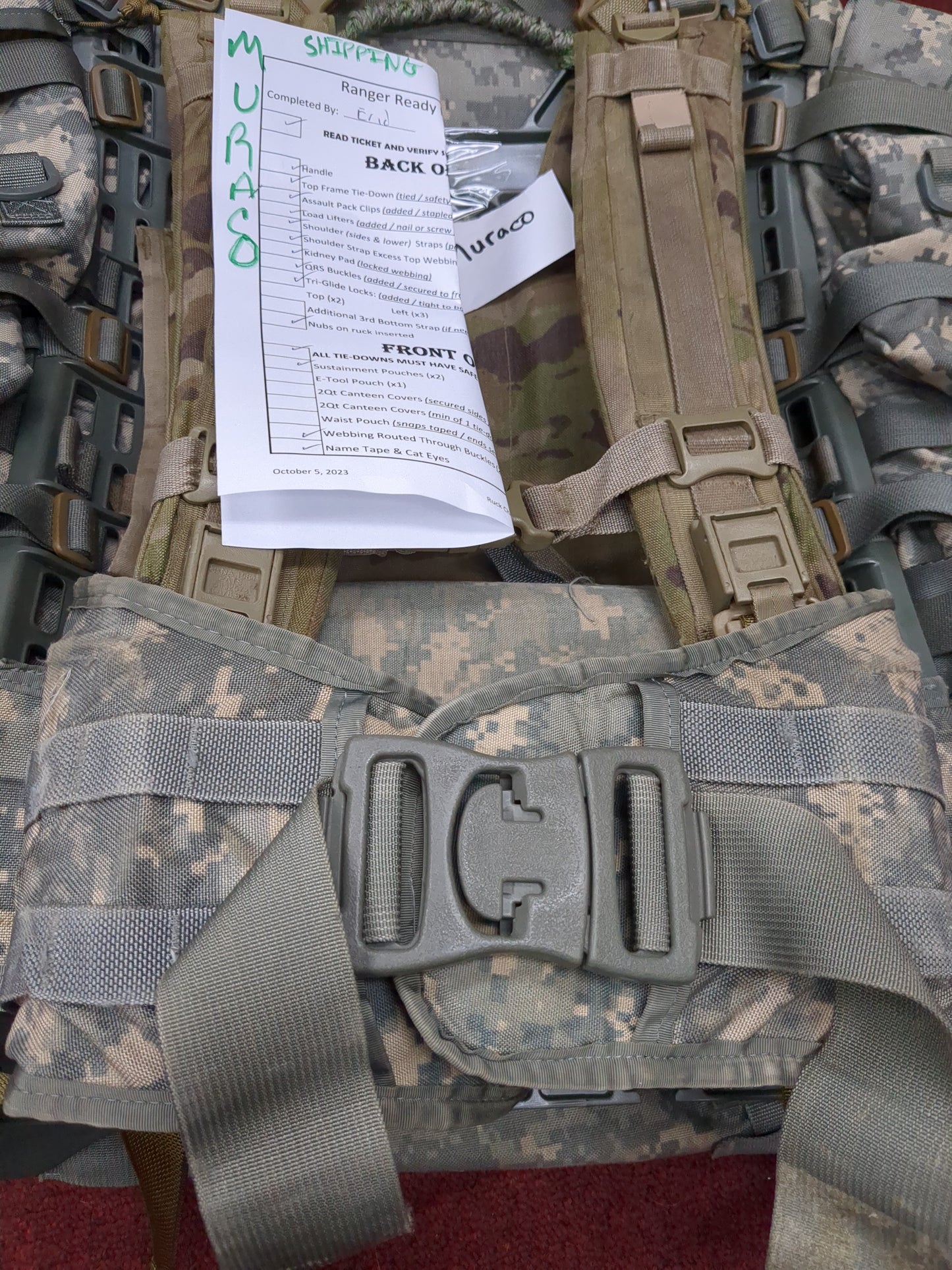 Muraco -'Ranger Ready' ACU Ruck / OCP Shoulder Straps Molle II Ruck