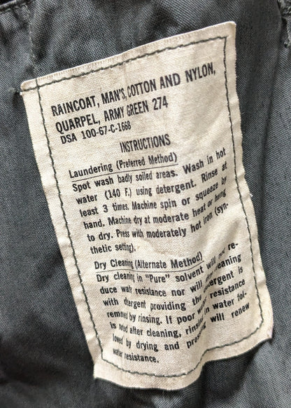 Raincoat, Man's, Cotton and Nylon, Quarpel Army Green 274 (CB09-25APR26)