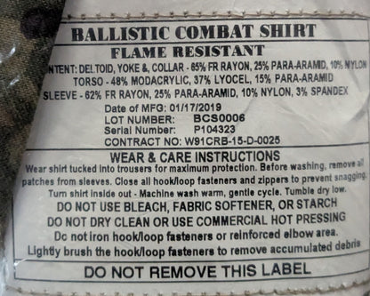 NWT OCP Ballistic Combat Shirt FR Medium (CA11-25Aug63)