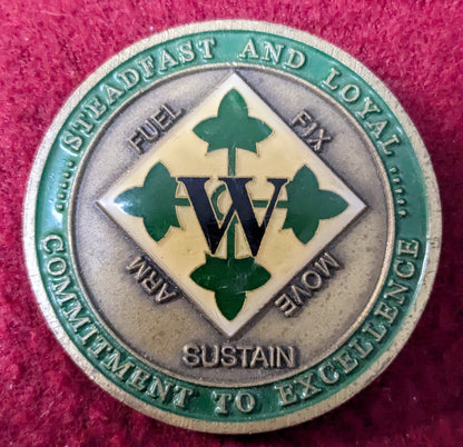 Challenge Coin 4th Division Mechanized Support Command Wranglers (chcc-25May74)