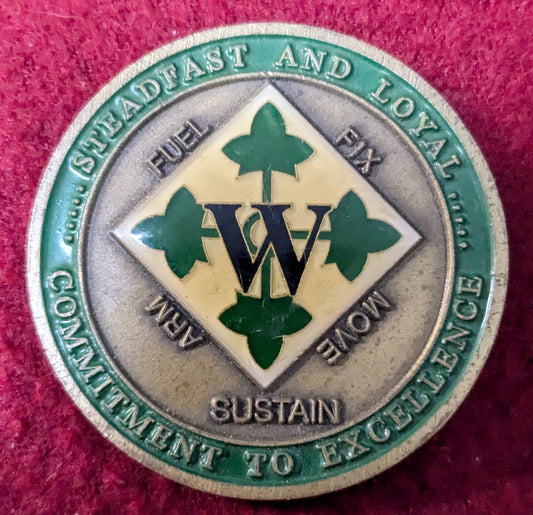 Challenge Coin 4th Division Mechanized Support Command Wranglers (chcc-25May74)