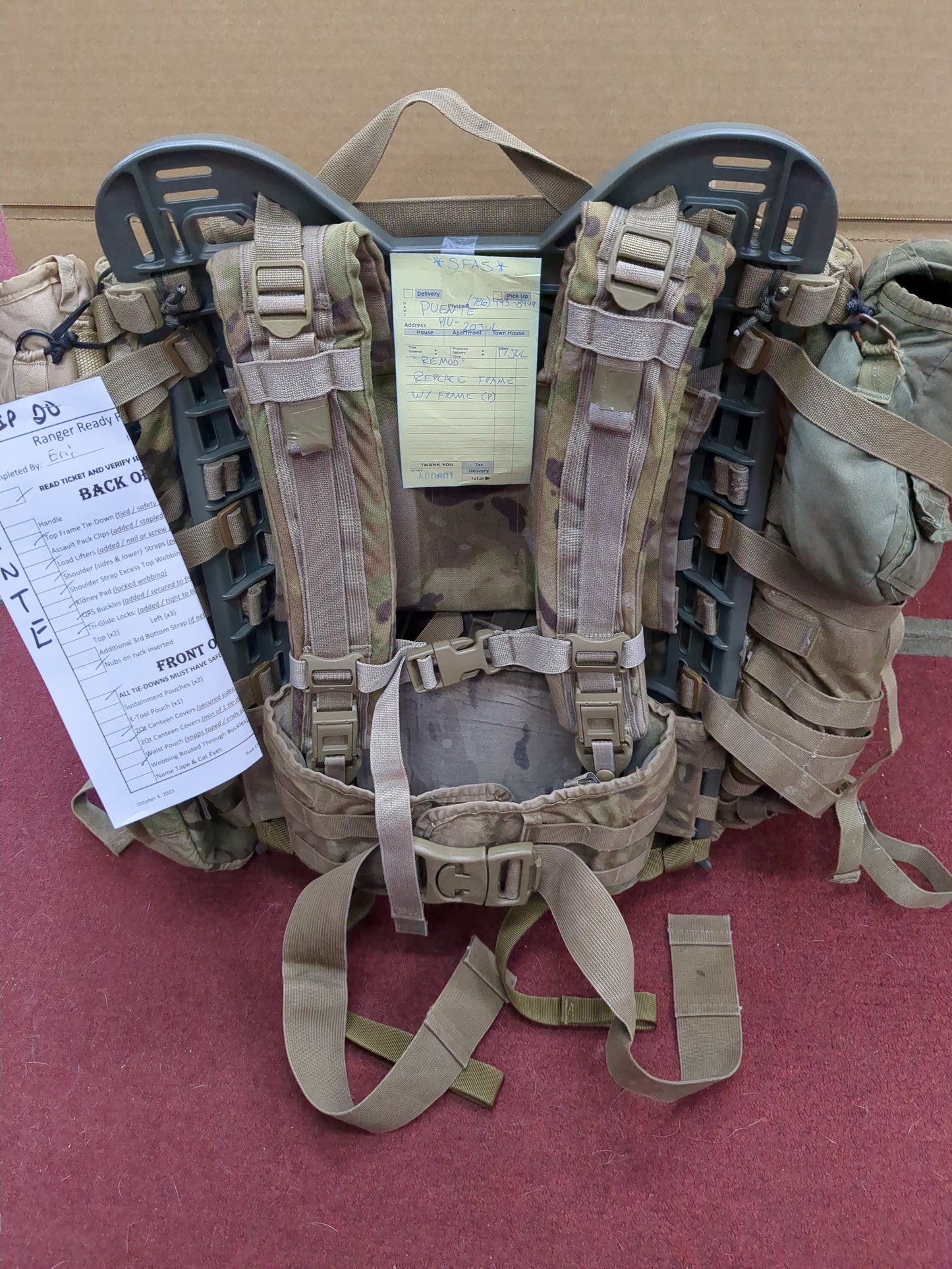 * Puente * MAIL-Out w/ Shipping - "SFAS Ready" OCP Large Molle II Ruck Configuration w/ 2 x 2Qt Tan Canteen Covers
