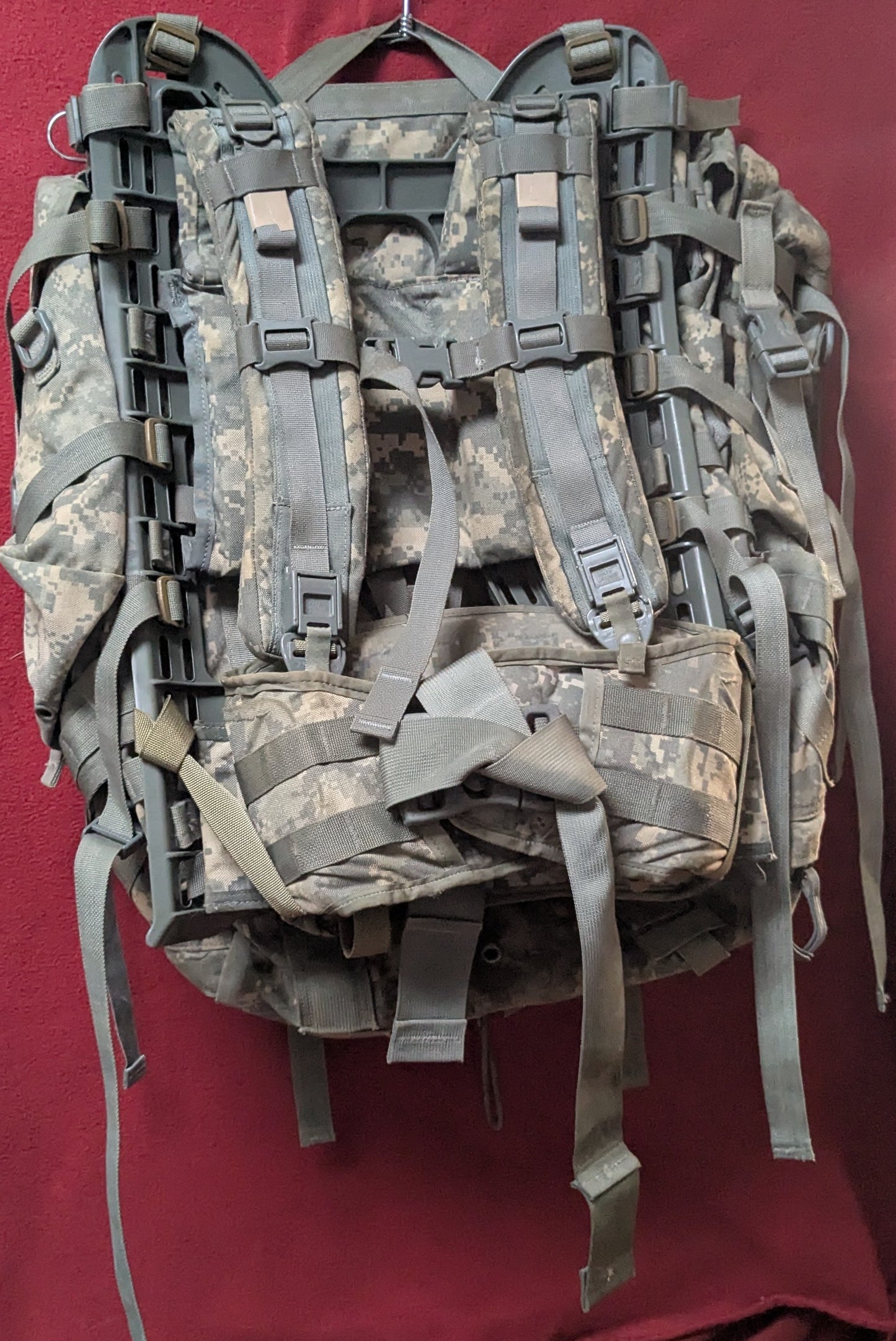 "Ranger Ready" ACU Large Molle II Ruck w/ The Gibson Mod w/ Name Tape & Cat Eyes