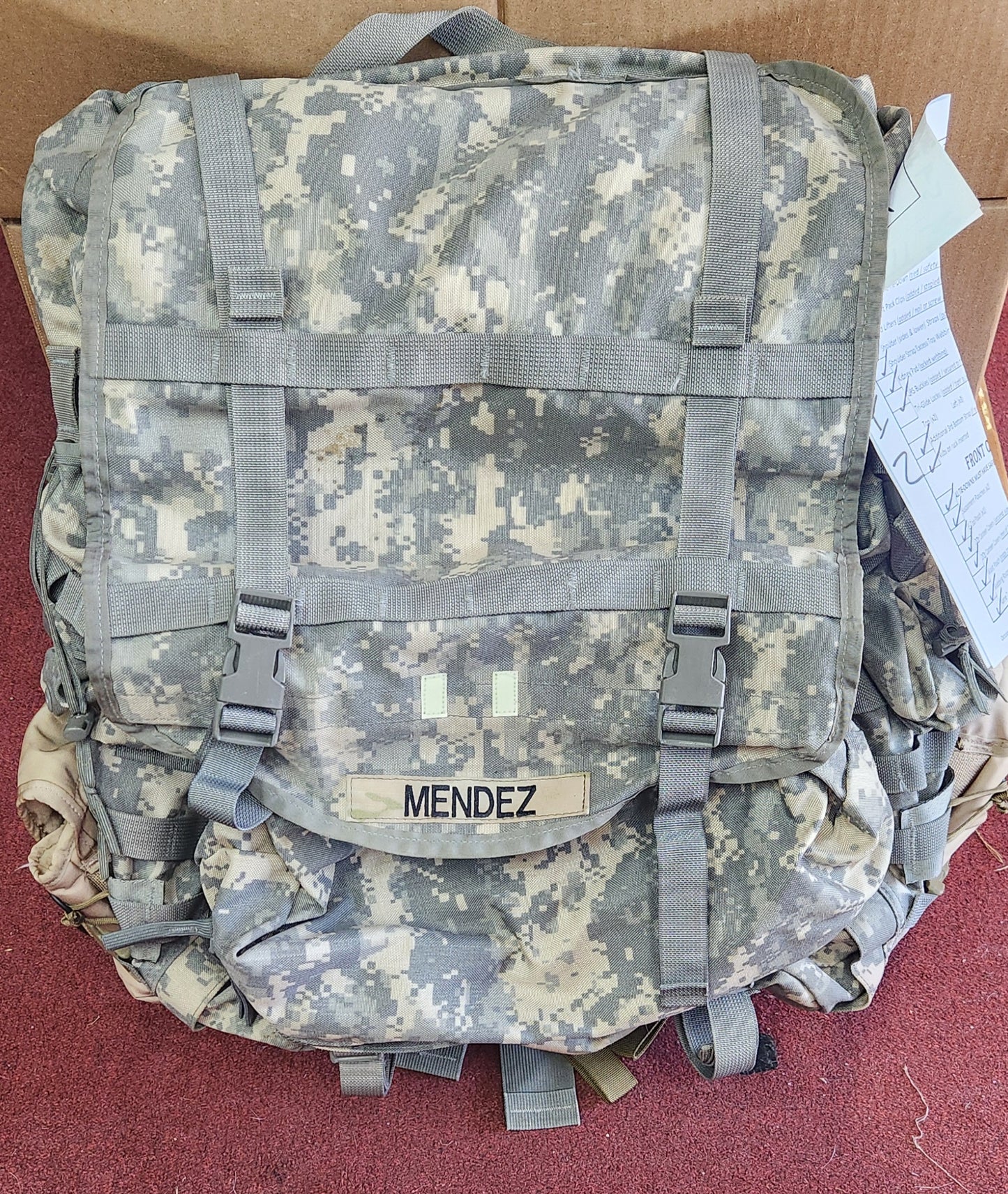 *MENDEZ* MAIL-IN - v.12 "Ranger Ready" ACU Large Molle II Ruck w/ The Gibson Configuration w/ Name Tape & Cat Eyes (V12 2026-03)