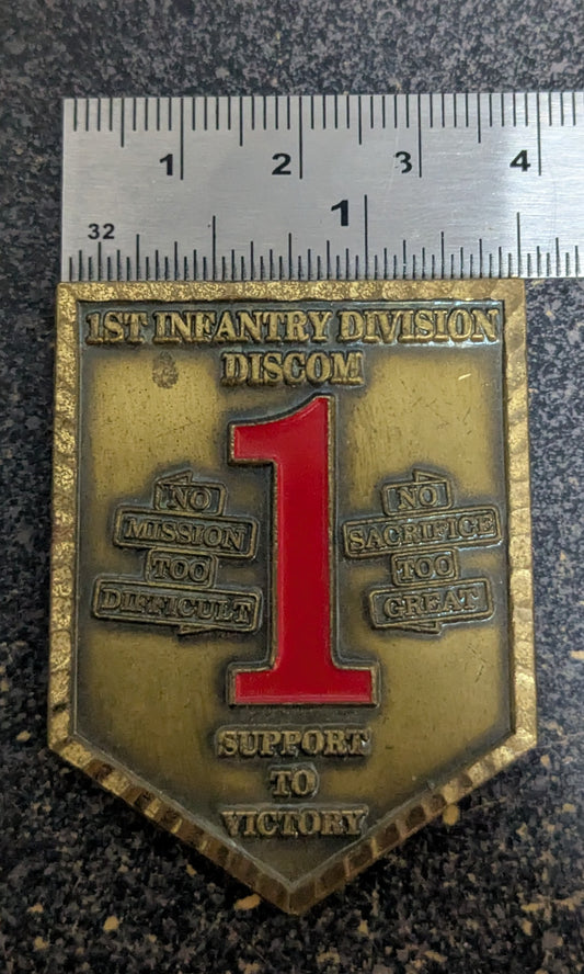 Challenge Coin 1st Infantry Division DISCOM Kitzingen Schweinfurt Vilseck Germany Big Red One (CHCC-26Jul08)