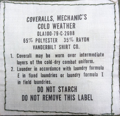 Coveralls, Mechanics Cold Weather Medium (db10-25Jun92)