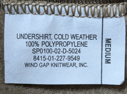 Undershirt Cold Weather Polypro Coyote Medium (PB01-25Dec15)