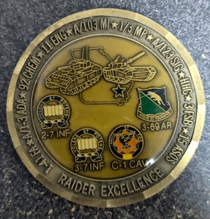 Challenge Coin 1st Brigade 3rd Infantry Division "Raiders" (CHCC-25Jul47)