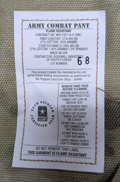 NWT Medium Regular US Army Deployment Frac Combat Pants w/ Knee Pad Pockets (25APR02)