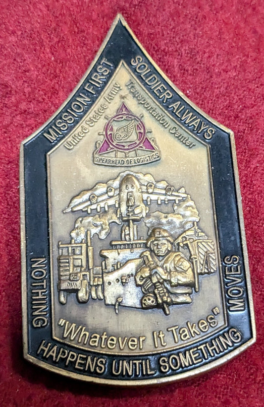 Challenge Coin US Army Transportation Center, Nothing Moves (chcc-25APR138)