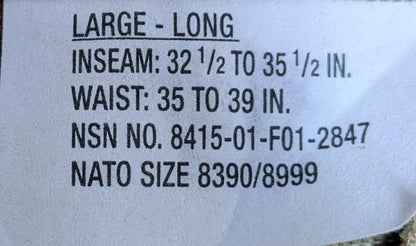 NOS Army Combat Pants Multicam FR Large Long (25Aug62)