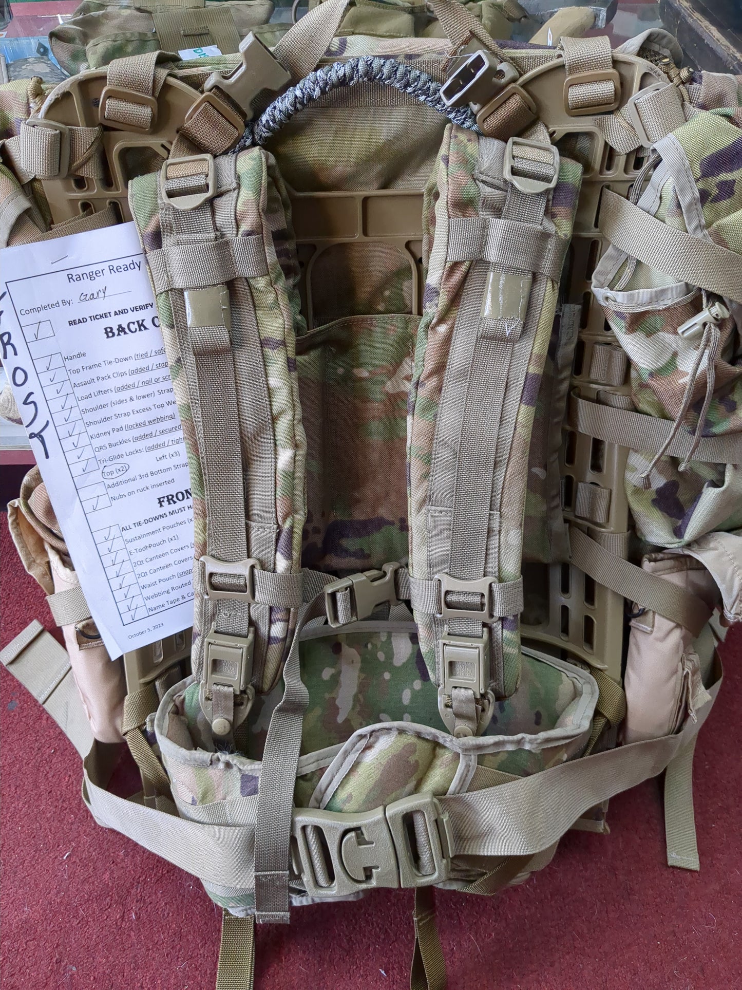 Frost MAIL-IN - v.12 "Ranger Ready" OCP Large Molle II Ruck w/ The Gibson Configuration w/ Name Tape & Cat Eyes (V12 2026-03)