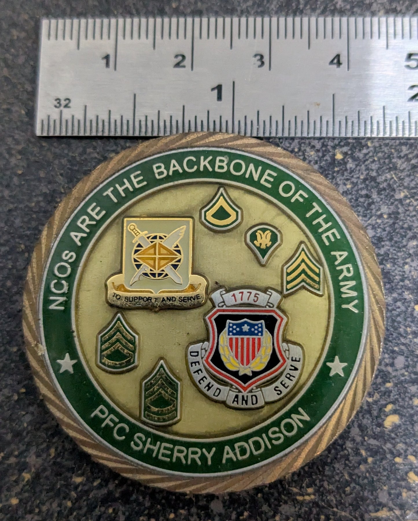 Challenge Coin U.S. Army NCO Corps & Warrant Officer Personalized Challenge Coin- Chief Sherry Gulley (26Jun36)