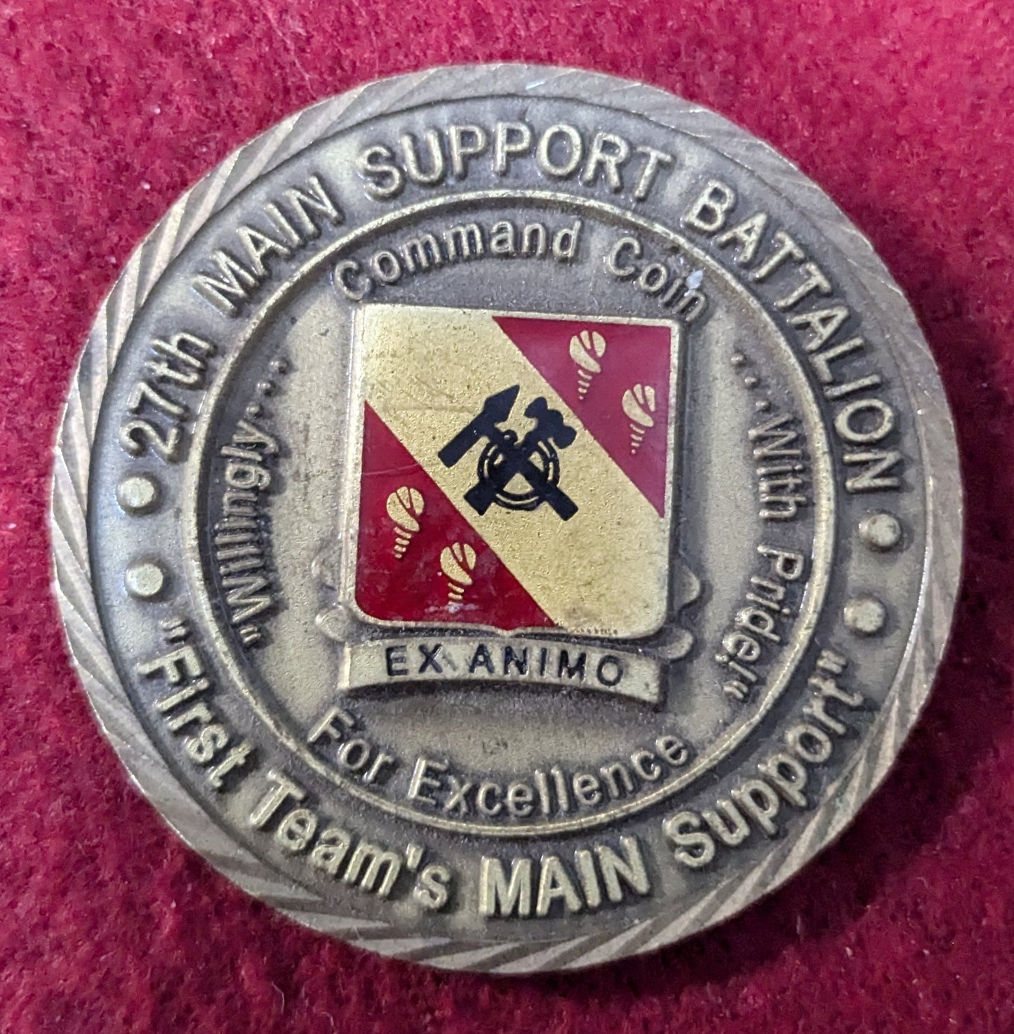 Challenge Coin 1st Cavalry Division Americas First Team 27th Main Support Battalion First Team's Support (chcc-25May28)