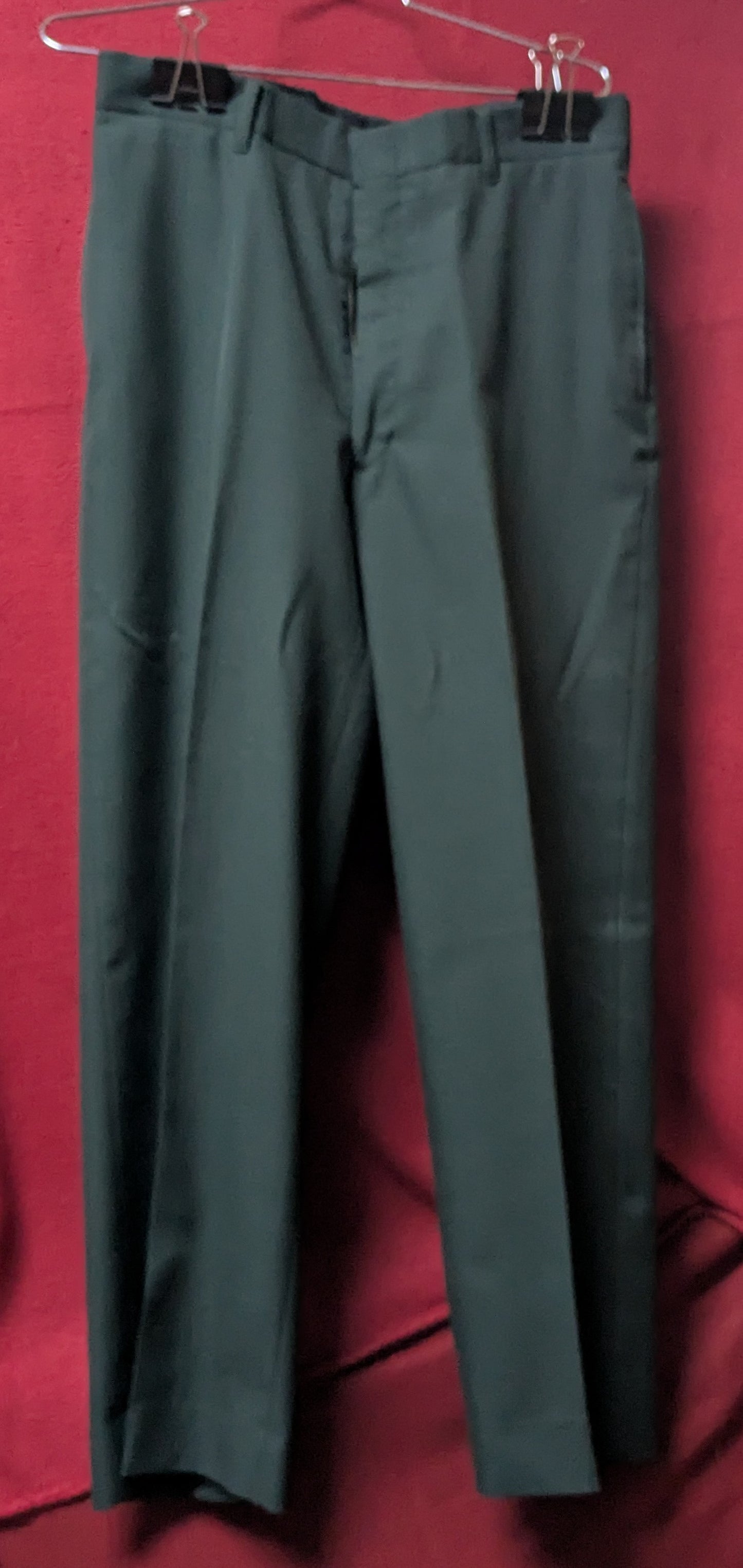 US Army Men's Poly/Wool Serge Army Green Trousers 33S (FB1-26Feb57)