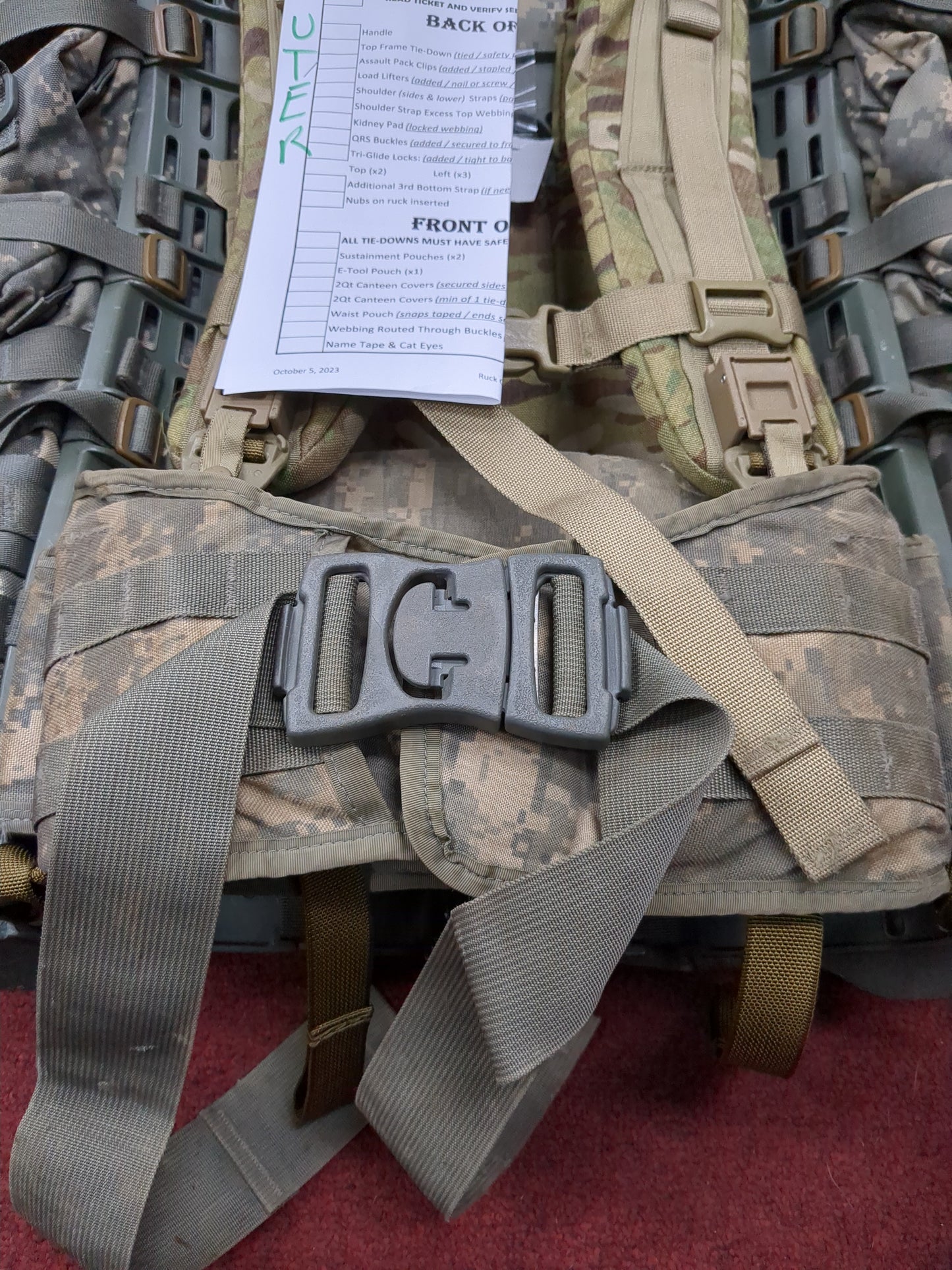 Louter -'Ranger Ready' ACU Ruck / OCP Shoulder Straps Molle II Ruck