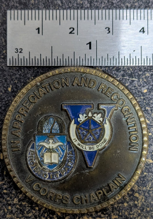 Challenge Coin V Corps Chaplain Heidelberg Germany, In Appreciation and Recognition (CHCC-26May29)