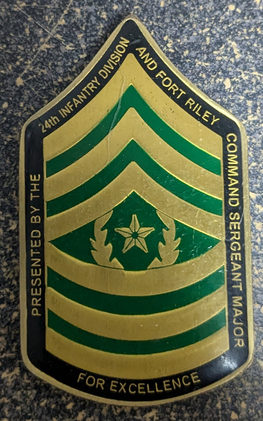 Challenge Coin CSM 24th Infantry Division and Fort Riley (CHCC-25Jul12)