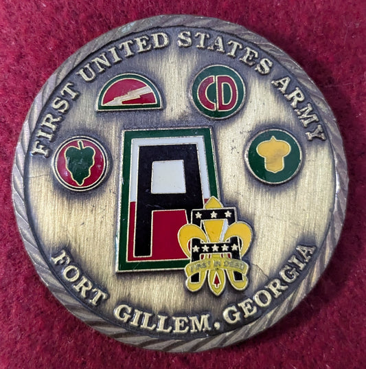 Challenge Coin First United States Army Fort Gillem Georgia 3 Star (chcc-25May27)