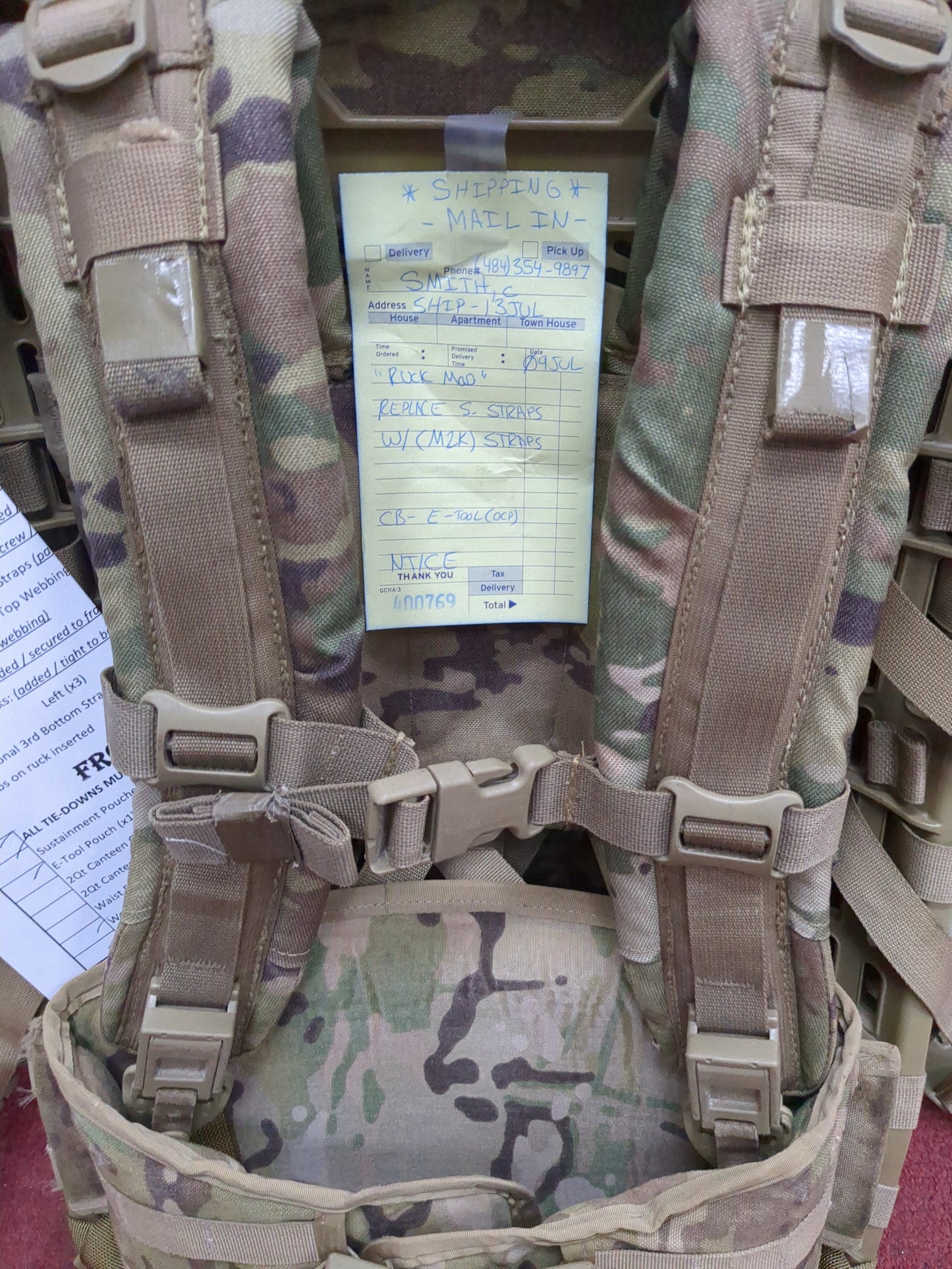 Smith Caleb MAIL-IN - v.12 "Ranger Ready" OCP Large Molle II Ruck w/ The Gibson Configuration w/ Name Tape & Cat Eyes (V12 2026-07)