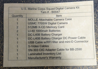 USMC Squad Digital Camera Kit Tam# B0047 (DB06-25Aug08)
