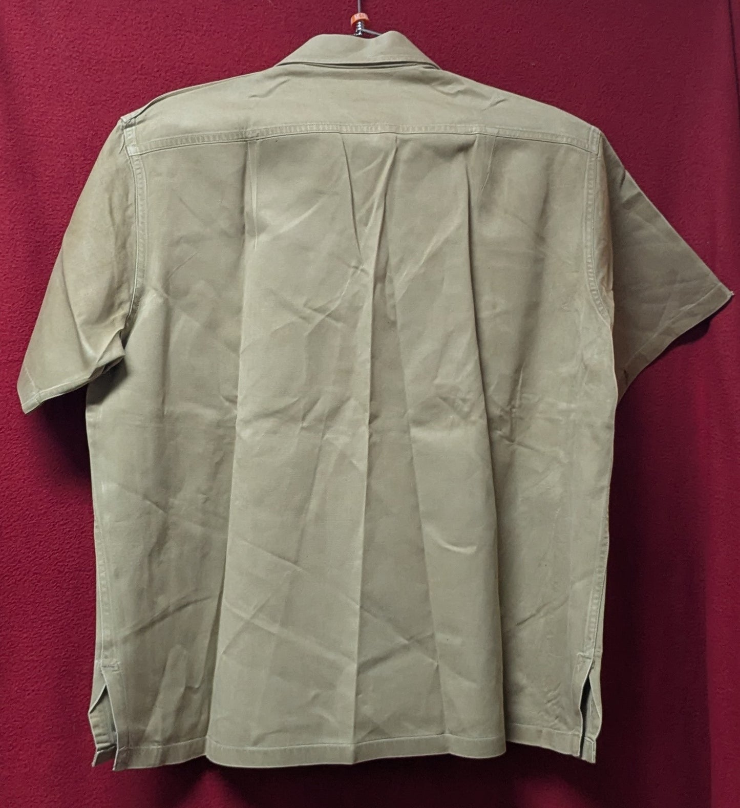 Vintage US Military Short Sleeve Khaki Button Down Med (FB15-26Feb70)