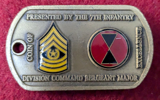 Challenge Coin U.S. Military Code of Excellence Presented by the 7th Infantry (25May59)