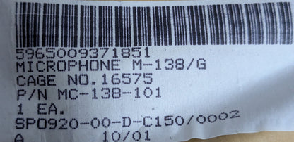 NWT M138/G Microphone (DC8-25Sep15)