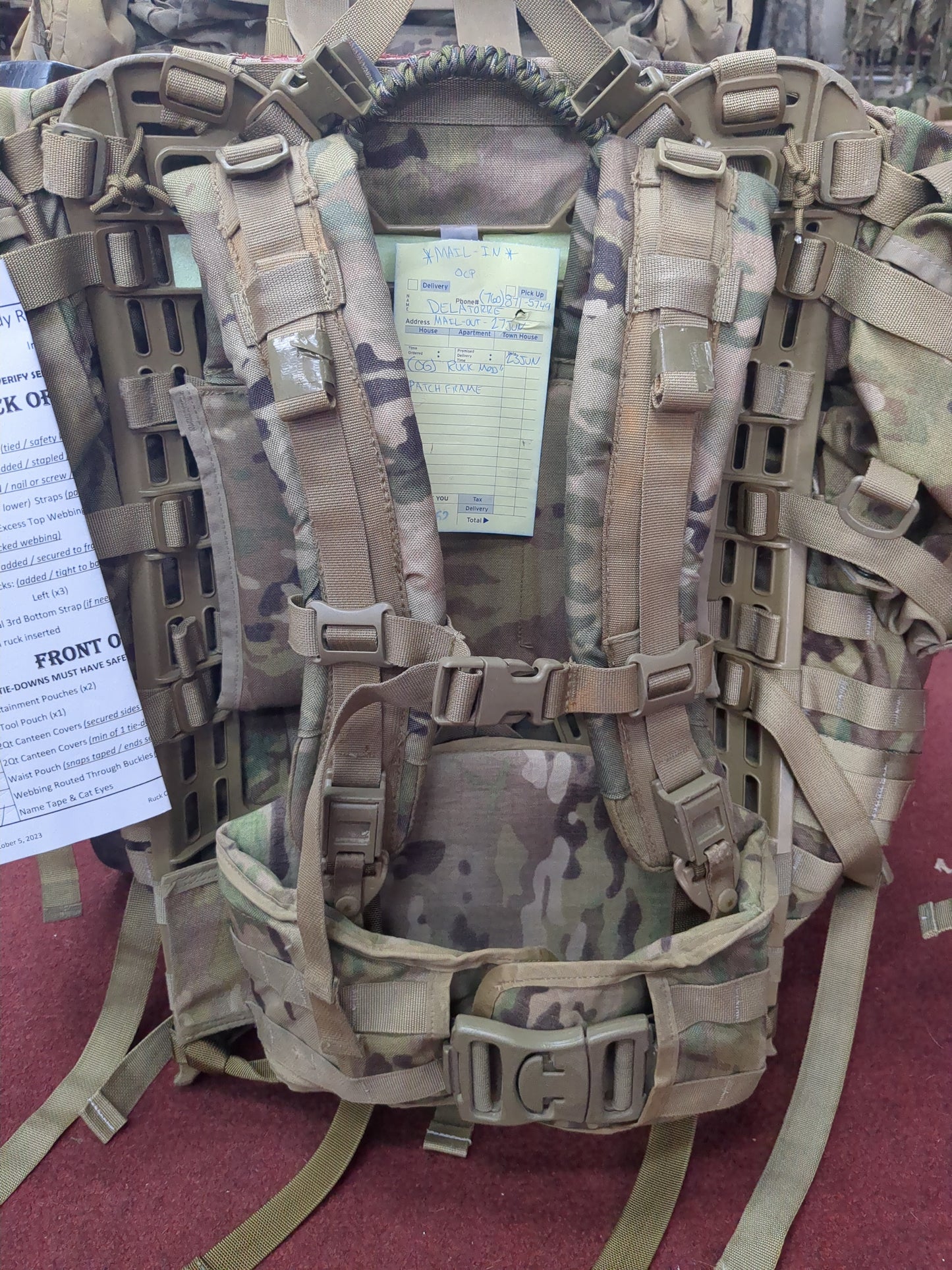 *Delatorre / Derival* MAIL-IN -  Post "Ranger Ready" OCP Large Molle II Ruck w/ The Gibson Configuration w/ Name Tape & Cat Eyes