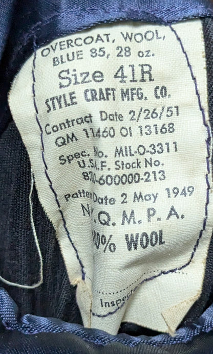 1950s US Air Force Blue 85 Wool All-Weather 41 REGULAR Men's Overcoat (CA12-25APR24)