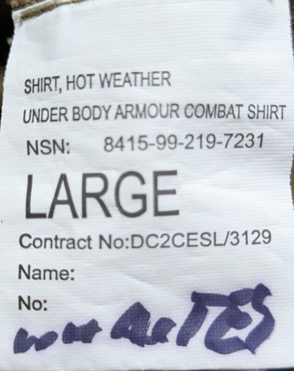 British Army Combat Shirt Mens Large UBAC Hot Weather Desert DP (AB16-25Jul72)