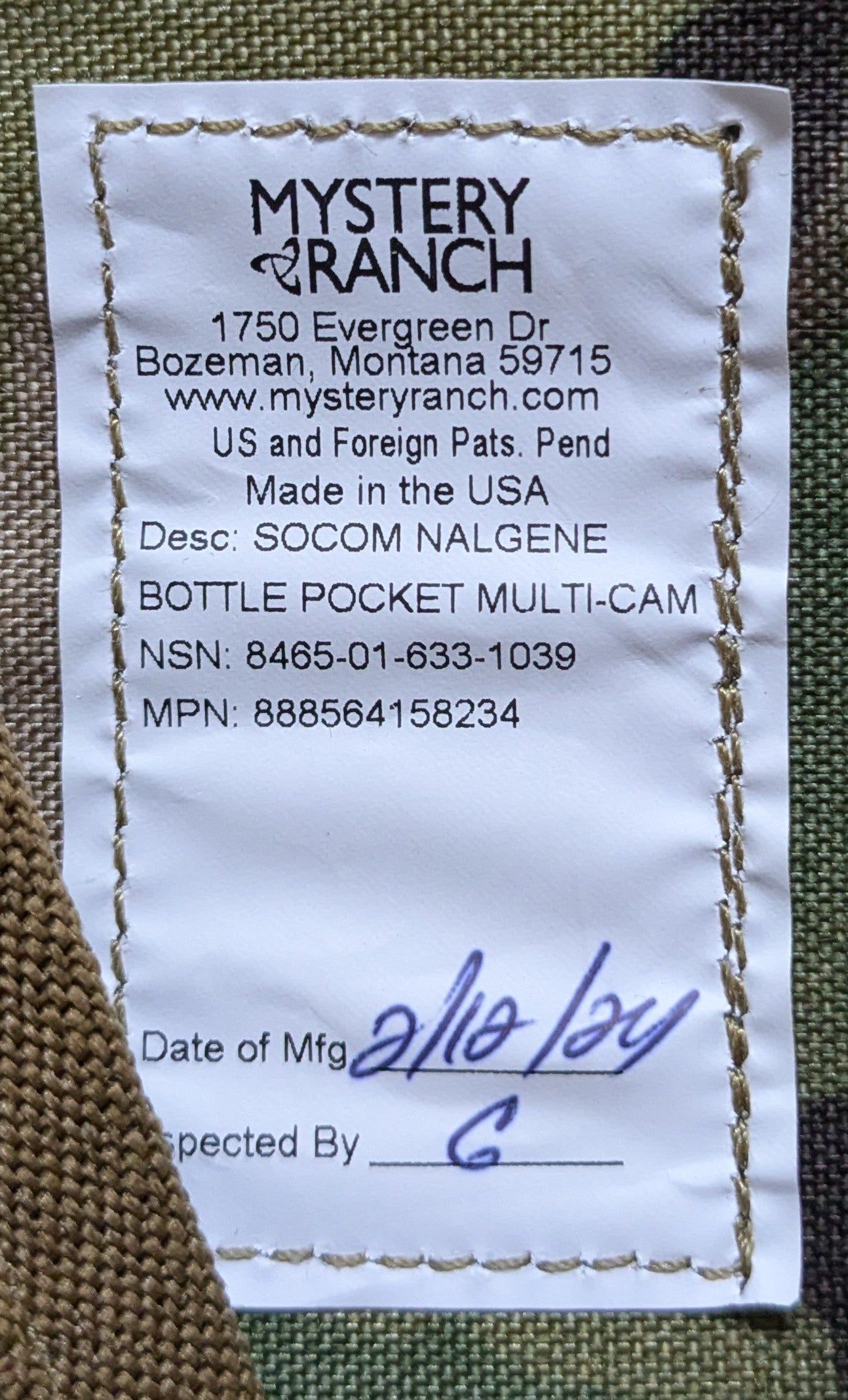 NOS Mystery Ranch Nalgene Bottle Pocket Multicam (ac06-25APR123)