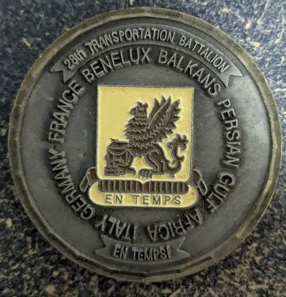 Challenge Coin 28th Transportation Battalion En Temps (CHCC-25Jul58)