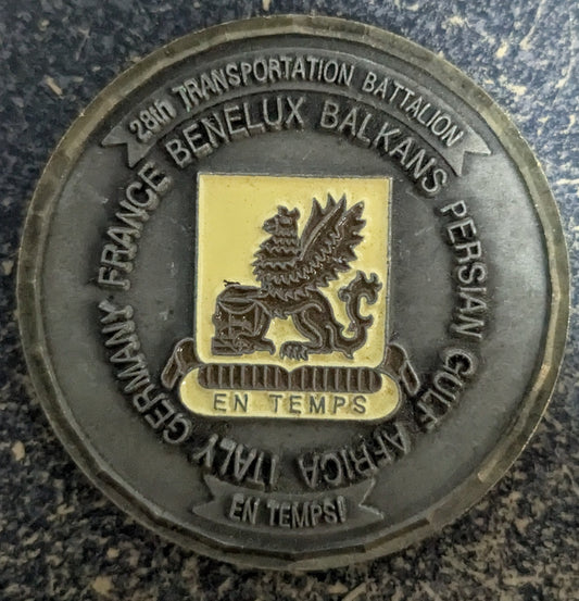 Challenge Coin 28th Transportation Battalion En Temps (CHCC-25Jul58)
