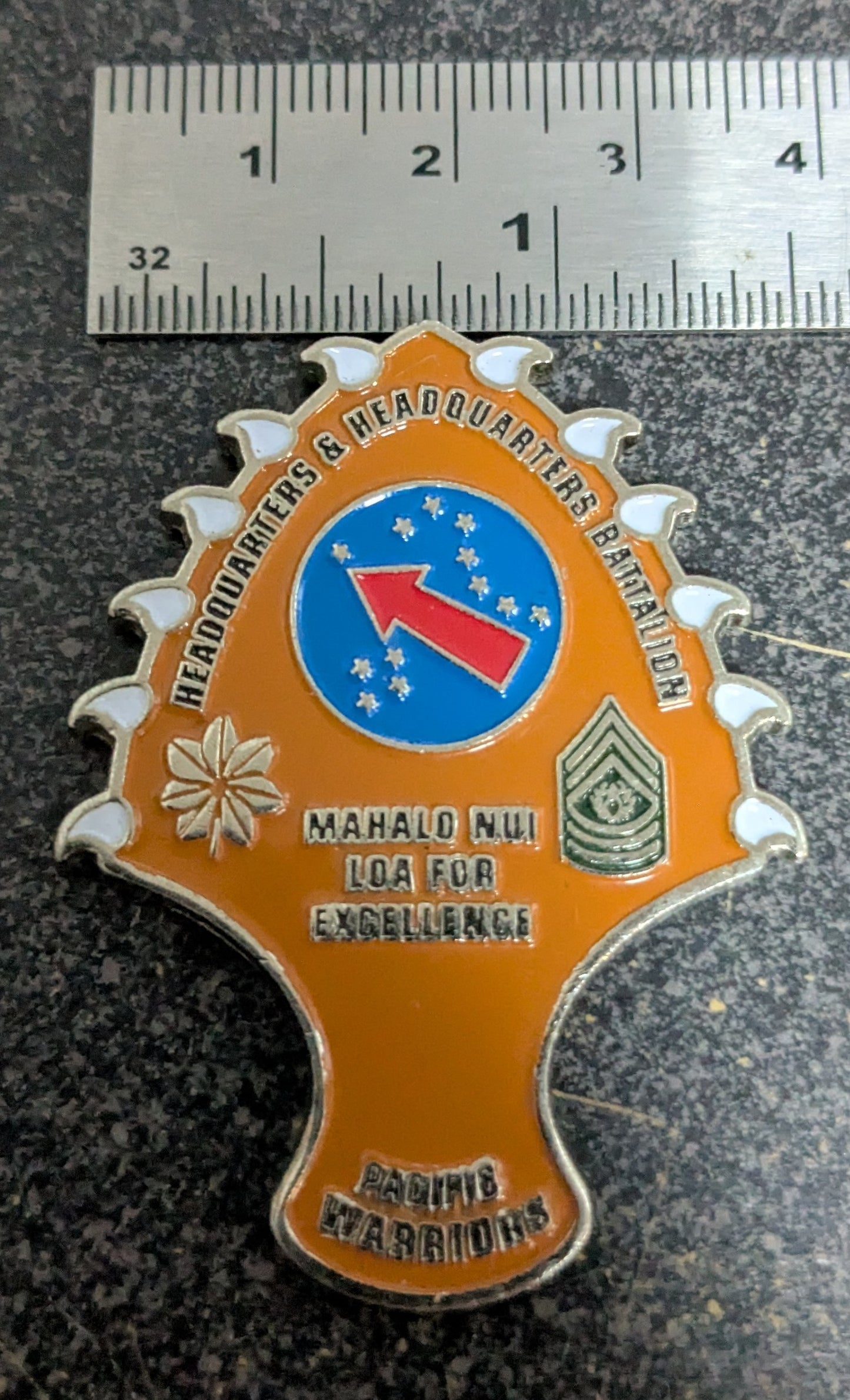 Challenge Coin Headquarters & Headquarters Battalion Pacific Warriors Fort Shafter Hawaii (26Jun46)