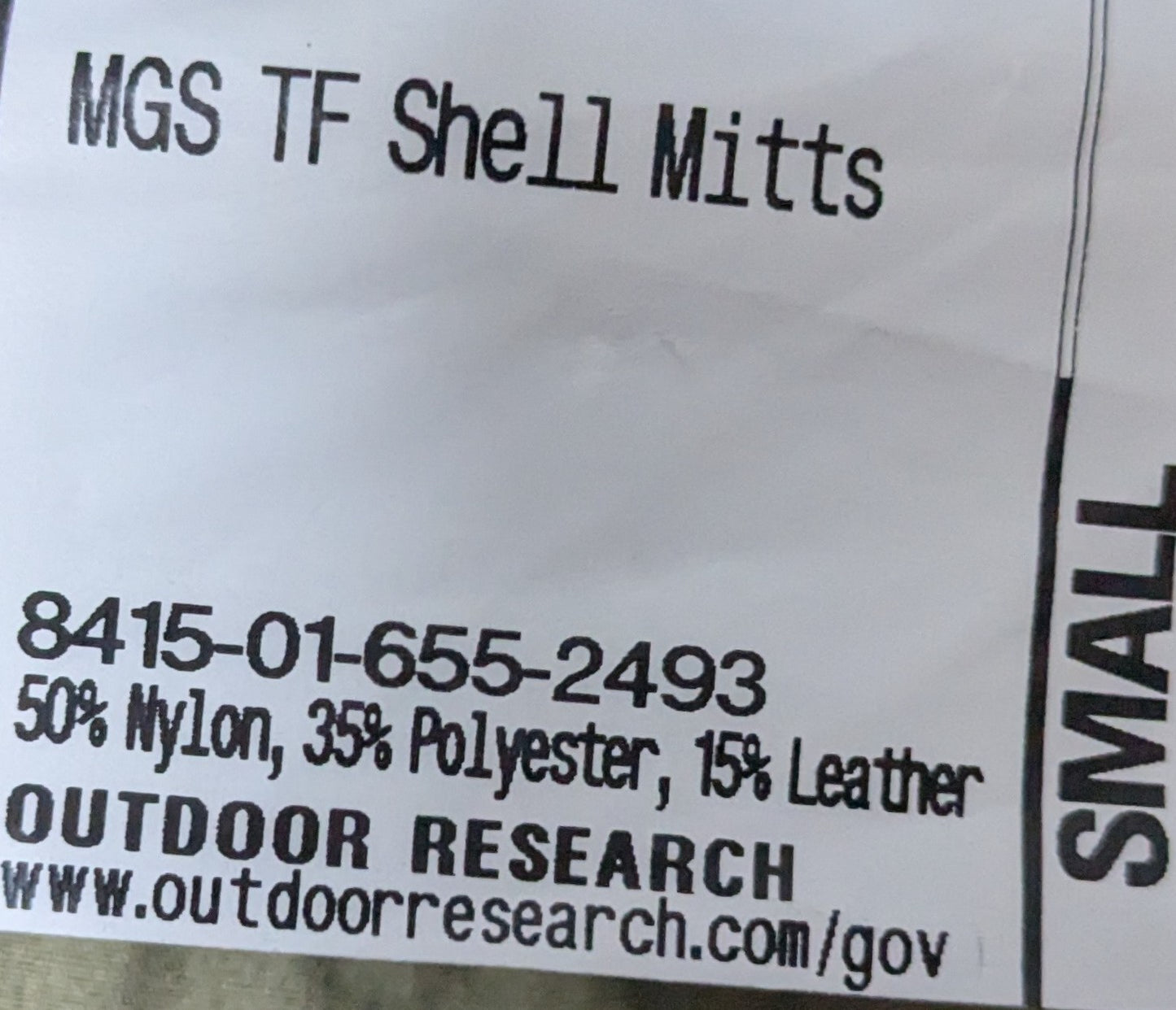 NOS Outdoor Research MGS TF Shell Mitts Small (FA8-26Apr10)