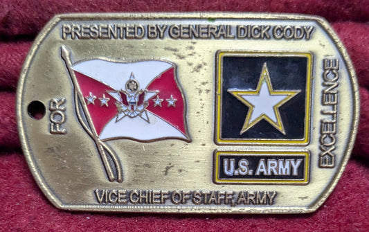 Challenge Coin Presented by General Dick Cody for Excellence Vice Chief of Staff (chcc-25APR182)
