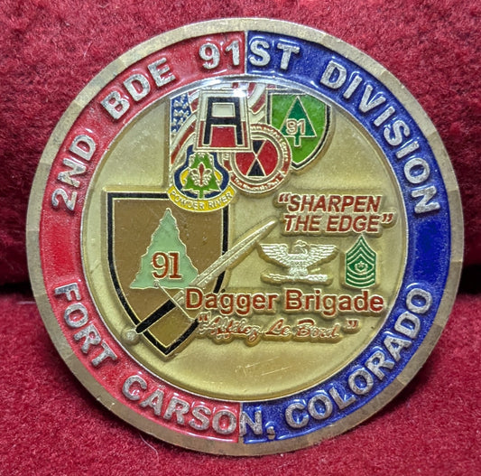 Challenge Coin 2nd Brigade 91st Division, Fort Carson (chcc-25APR188)