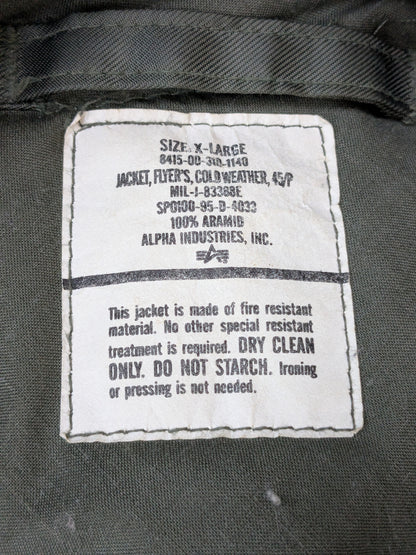 ALPHA INDUSTIRES X-Large Flyer's Jacket Cold Weather CWU-45/P USAF Army (da02-apg14)