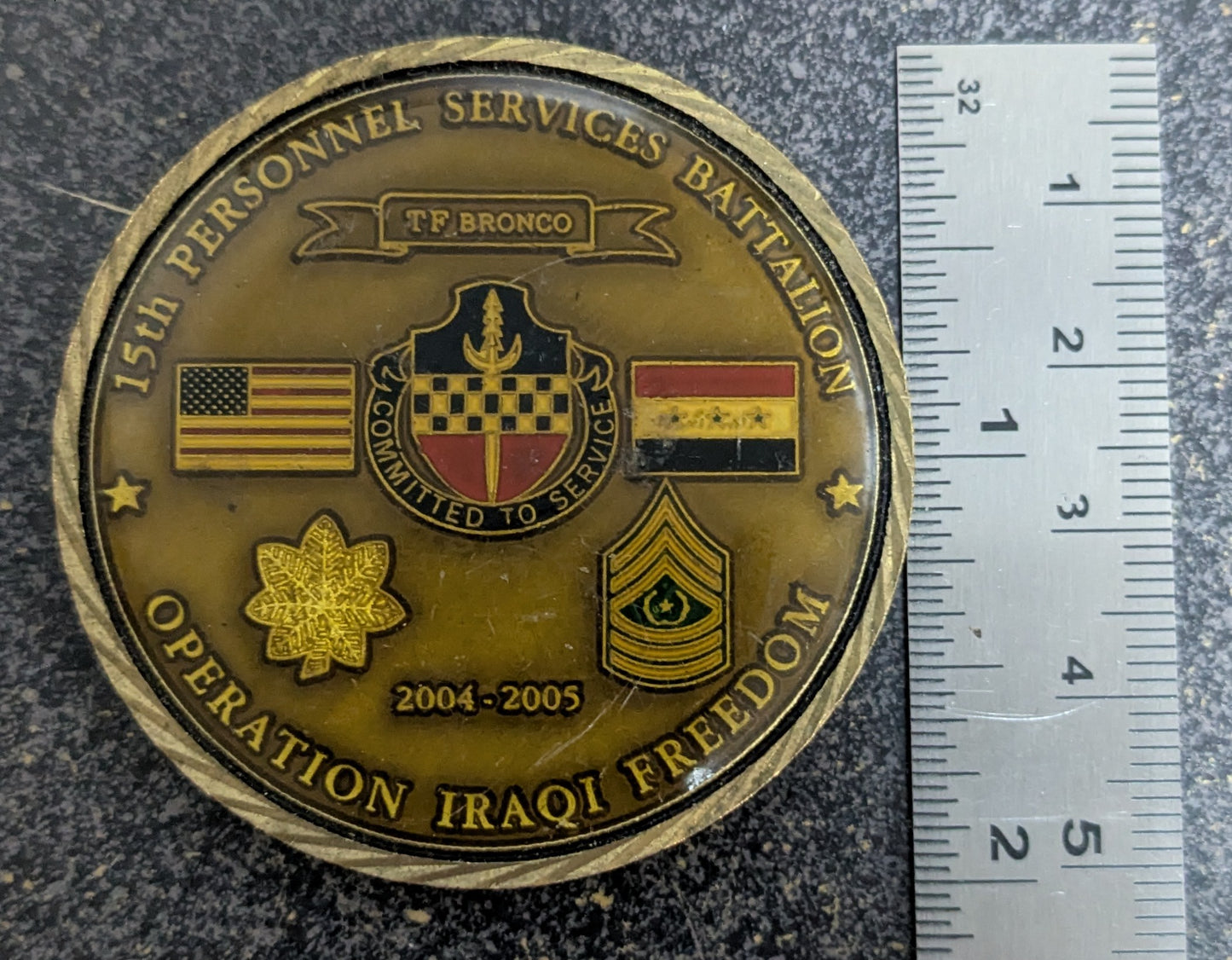 Challenge Coin US Army 13th Services Battalion Task Force Broncos Iraq 2004-2005 (CHCC-26May58)