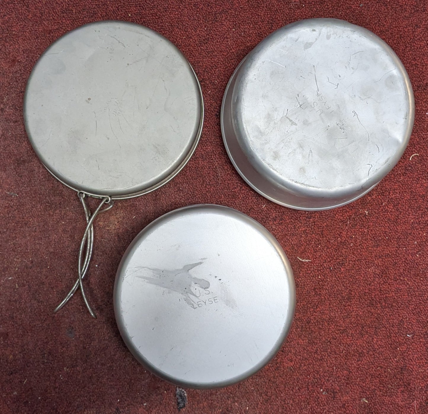 Unused U.S. Military Leyse 3pc Cook Mess Kit Aluminum Undated (FA1-26jan68)