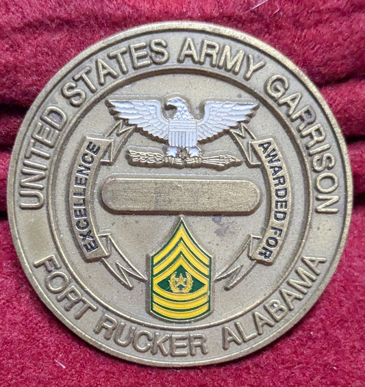 Challenge Coin  US Army Garrison USAG Fort Rucker USAAVNC Commander & CSM (chcc-25APR149)