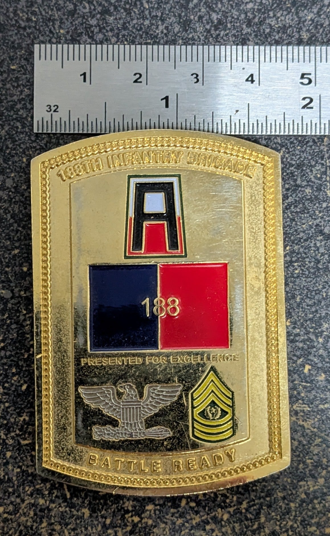 Challenge Coin 188th Infantry Brigade BLC, Plaque Dagger Design (CHCC-26May39)