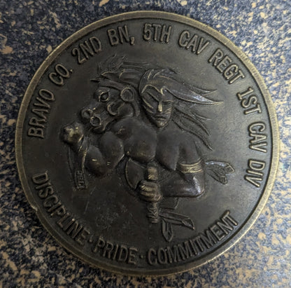 Challenge Coin Discipline Pride Commitment Bravo Co. 2nd BN, 5th Cav Regt 1st Cav Div (CHCC-25Jul10)